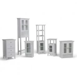 Simpli Home Acadian 28 in. H x 23.6 in. W Double Door Wall Bath Cabinet in Pure White -Bathroom Cabinets Shop pure white simpli home bathroom wall cabinets axcbsaca04 wh d4 1000