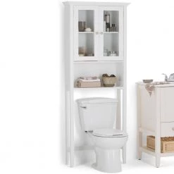 Simpli Home Acadian 68.4 in. H x 27.6 in. W Over The Toilet Space Saver Bath Cabinet in Pure White -Bathroom Cabinets Shop pure white simpli home bathroom wall cabinets axcbsaca07 wh 31 1000