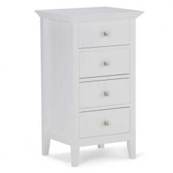 Simpli Home Acadian 32.1 in. H x 18.1 in. W Four Drawer Floor Storage Bath Cabinet in Pure White