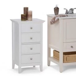 Simpli Home Acadian 32.1 in. H x 18.1 in. W Four Drawer Floor Storage Bath Cabinet in Pure White -Bathroom Cabinets Shop pure white simpli home linen cabinets axcbsaca02 wh c3 1000