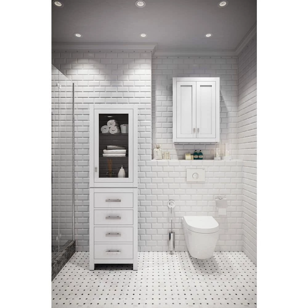 Water Creation Madison 24 in. W x 33 in. H x 8 in. D Bathroom Storage Toilet Topper in White 7 Water Creation Madison 24 in. W x 33 in. H x 8 in. D Bathroom Storage Toilet Topper in White - Image 5