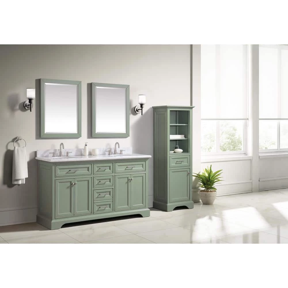 Home Decorators Collection Windlowe 22 in. W x 16 in. D x 65 in. H Floor Linen Tower in Sea Green 5 Home Decorators Collection Windlowe 22 in. W x 16 in. D x 65 in. H Floor Linen Tower in Sea Green - Image 3