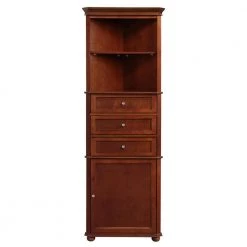 Home Decorators Collection Hampton Harbor 23 in. W x 12 in. D x 67-1/2 in. H Corner Linen Cabinet in Sequoia