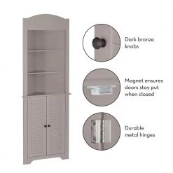 RiverRidge Home Ellsworth 23-1/4 in. W x 11-1/2 in. D x 68-31/100 in. H Corner Bathroom Linen Storage Tower Cabinet in Taupe -Bathroom Cabinets Shop taupe riverridge home linen cabinets 06 127 76 1000