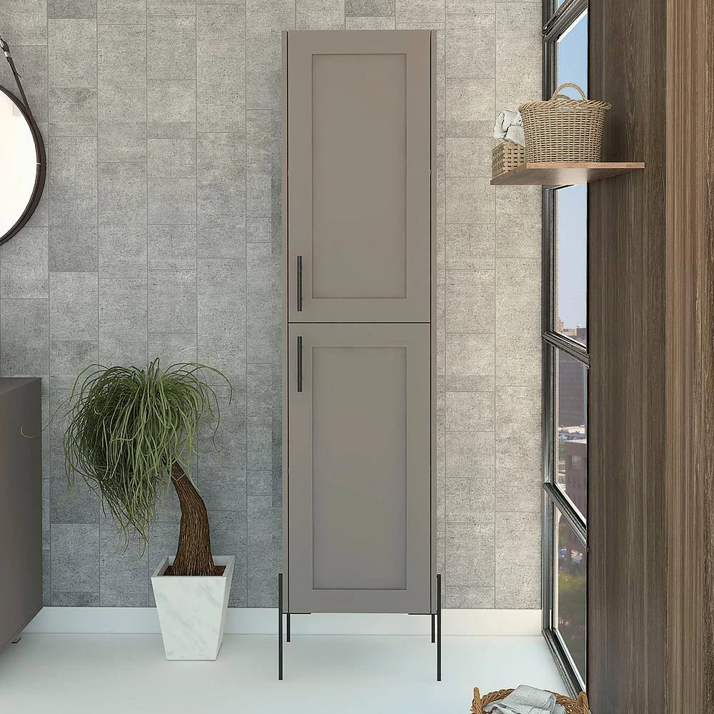 RST Brands Svedin 18 in. W x 13 in. D x 71 in. H Free Standing Tall Bathroom Linen Cabinet in Taupe 10 RST Brands Svedin 18 in. W x 13 in. D x 71 in. H Free Standing Tall Bathroom Linen Cabinet in Taupe - Image 8
