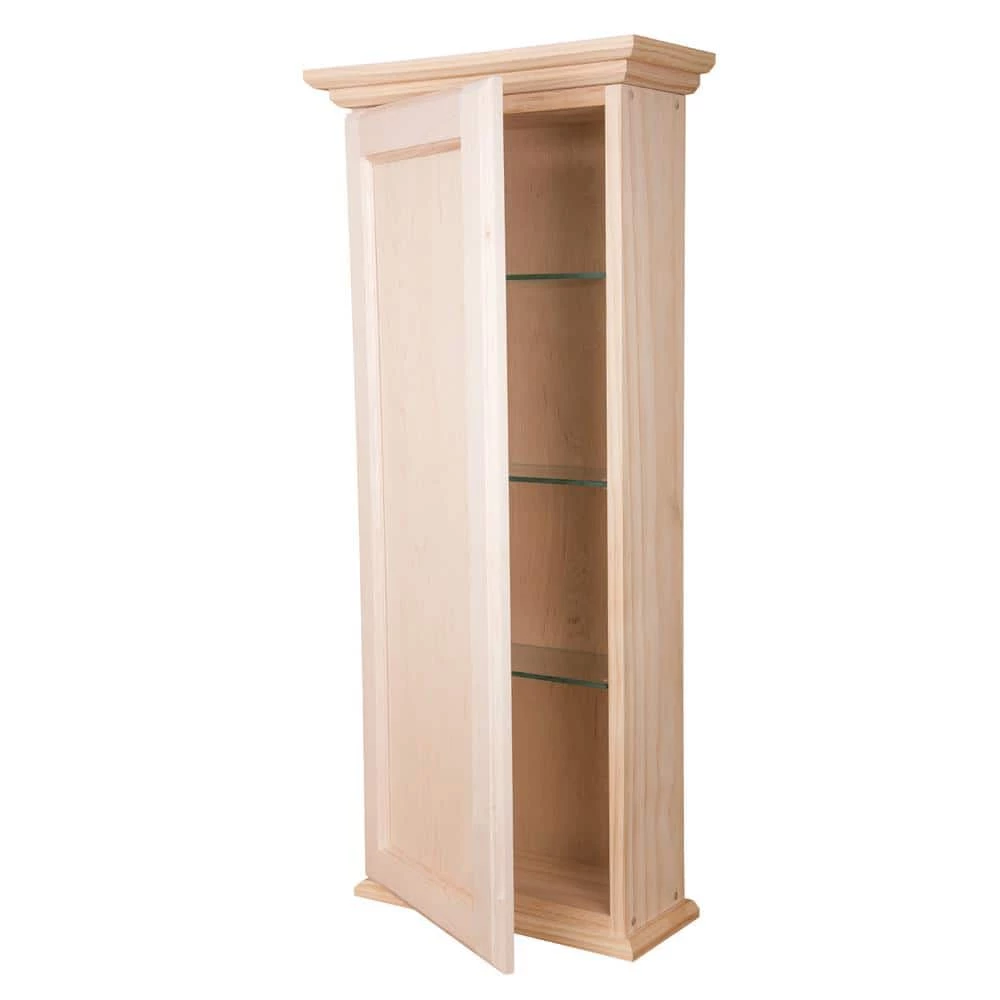 WG Wood Products Leesburg 4.25 in. x 15.5 in. x 49.5 in. Wood on the Wall Cabinet in Unfinished 4 WG Wood Products Leesburg 4.25 in. x 15.5 in. x 49.5 in. Wood on the Wall Cabinet in Unfinished - Image 2