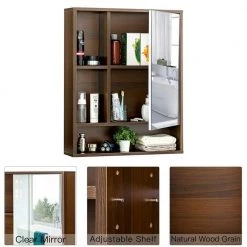 Dracelo 21.6 in. W x 6.3 in. D x 24 in. H Walnut Bathroom Mirror Wall Cabinet with Single Door and Adjustable Shelf -Bathroom Cabinets Shop walnut dracelo bathroom wall cabinets b09x1c8prr 44 1000