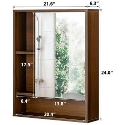 Dracelo 21.6 in. W x 6.3 in. D x 24 in. H Walnut Bathroom Mirror Wall Cabinet with Single Door and Adjustable Shelf -Bathroom Cabinets Shop walnut dracelo bathroom wall cabinets b09x1c8prr 4f 1000