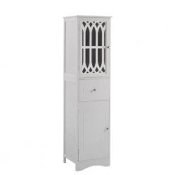 Polibi 16.5 in. W x 14.2 in. D x 63.8 in. H White Tall Bathroom Freestanding Linen Cabinet with Drawer and Acrylic Door -Bathroom Cabinets Shop white 2doors linen cabinets rs 638hblc w2d c3 1000