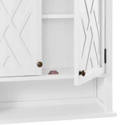 Alaterre Furniture Coventry 27 in. W Wall Cabinet with Two Doors and Open Shelf in White -Bathroom Cabinets Shop white alaterre furniture bathroom wall cabinets anct75wh fa 1000