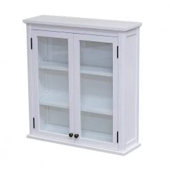 Alaterre Furniture Dorset 27 in. W Wall Mounted Bath Storage Cabinet with Glass Cabinet Doors in White -Bathroom Cabinets Shop white alaterre furniture bathroom wall cabinets anva73wh 1f 1000