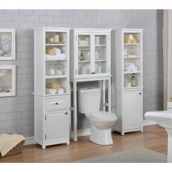 Alaterre Furniture Dorset 27 in. W Wall Mounted Bath Storage Cabinet with Glass Cabinet Doors in White -Bathroom Cabinets Shop white alaterre furniture bathroom wall cabinets anva73wh 31 1000