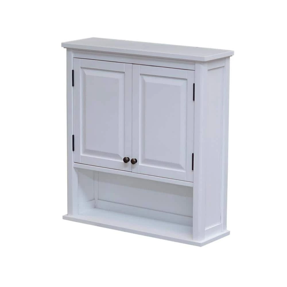 Alaterre Furniture Dorset 27 in. W Wall Mounted Bath Storage Cabinet with 2 Doors and Open Shelf in White 5 Alaterre Furniture Dorset 27 in. W Wall Mounted Bath Storage Cabinet with 2 Doors and Open Shelf in White - Image 3
