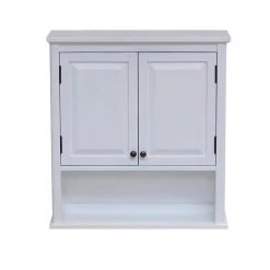 Alaterre Furniture Dorset 27 in. W Wall Mounted Bath Storage Cabinet with 2 Doors and Open Shelf in White