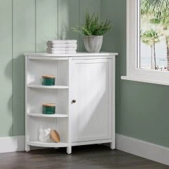 Alaterre Furniture Dover 27 in. W x 28 in. D x 10 in. H Free Standing Linen Cabinet with Shelving in White