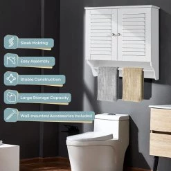 ANGELES HOME 23.5 in. W x 9 in. D x 23.5 in. H White Bathroom Wall Cabinet with Height Adjustable Shelf and Towels Bar 14 ANGELES HOME 23.5 in. W x 9 in. D x 23.5 in. H White Bathroom Wall Cabinet with Height Adjustable Shelf and Towels Bar -Bathroom Cabinets Shop white angeles home bathroom wall cabinets sa10 9jv125wh 4f 1000