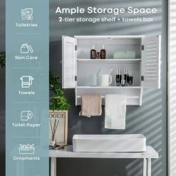 ANGELES HOME 23.5 in. W x 9 in. D x 23.5 in. H White Bathroom Wall Cabinet with Height Adjustable Shelf and Towels Bar 13 ANGELES HOME 23.5 in. W x 9 in. D x 23.5 in. H White Bathroom Wall Cabinet with Height Adjustable Shelf and Towels Bar -Bathroom Cabinets Shop white angeles home bathroom wall cabinets sa10 9jv125wh c3 1000