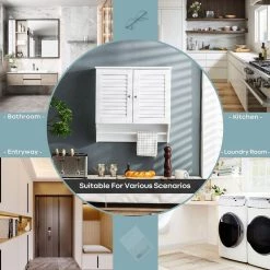 ANGELES HOME 23.5 in. W x 9 in. D x 23.5 in. H White Bathroom Wall Cabinet with Height Adjustable Shelf and Towels Bar 17 ANGELES HOME 23.5 in. W x 9 in. D x 23.5 in. H White Bathroom Wall Cabinet with Height Adjustable Shelf and Towels Bar -Bathroom Cabinets Shop white angeles home bathroom wall cabinets sa10 9jv125wh fa 1000