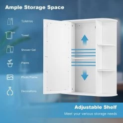 ANGELES HOME 23.5 in. W x 6.5 in. D x 28 in. H White MDF Bathroom Single Door Shelves Storage Wall Cabinet with Mirror -Bathroom Cabinets Shop white bathroom wall cabinets 8ck58hw718wh fa 1000