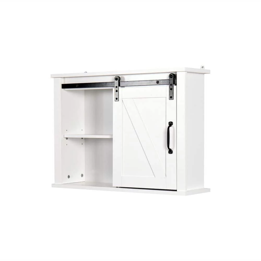 Unbranded 27.16 in. W x 7.80 in. D x 19.68 in. H White Bathroom Storage Wall Cabinet with 2 Adjustable Shelves 3 Unbranded 27.16 in. W x 7.80 in. D x 19.68 in. H White Bathroom Storage Wall Cabinet with 2 Adjustable Shelves