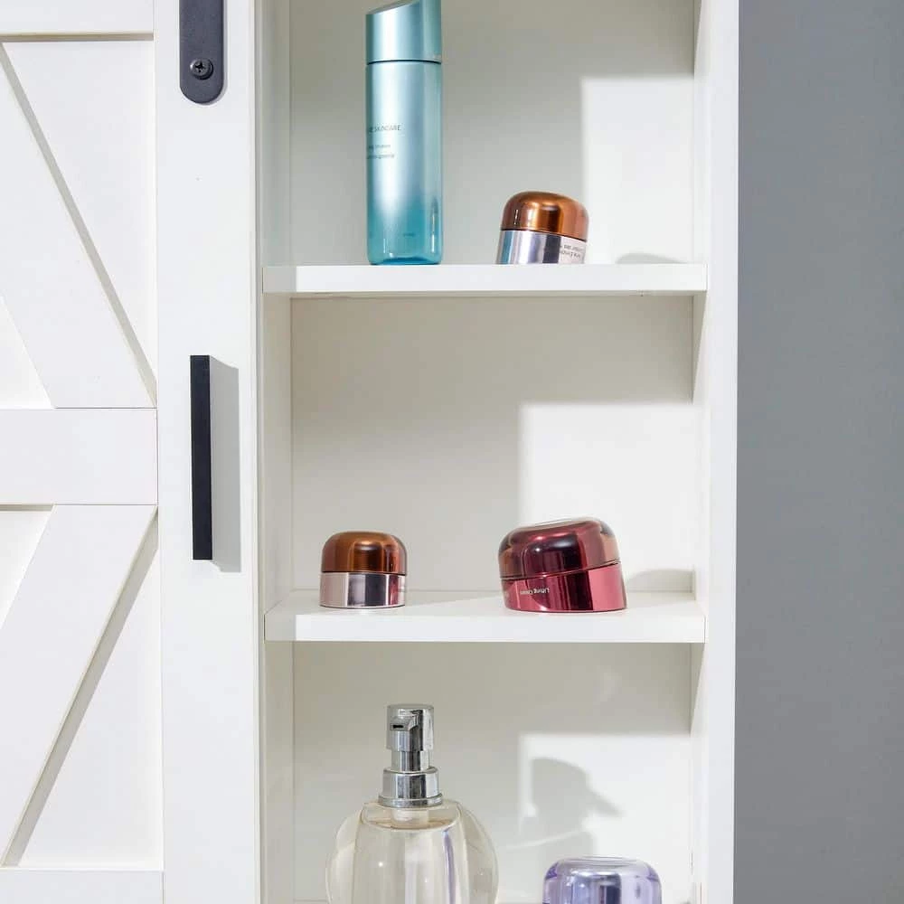 Unbranded 21.7 in. W x 7.9 in. D x 27.6 in. H Bathroom Storage Wall Cabinet White Wood Wall-Mounted 5-layer Storage Cabinet 4 Unbranded 21.7 in. W x 7.9 in. D x 27.6 in. H Bathroom Storage Wall Cabinet White Wood Wall-Mounted 5-layer Storage Cabinet - Image 2