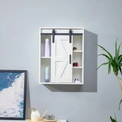 Unbranded 21.7 in. W x 7.9 in. D x 27.6 in. H Bathroom Storage Wall Cabinet White Wood Wall-Mounted 5-layer Storage Cabinet 21 Unbranded 21.7 in. W x 7.9 in. D x 27.6 in. H Bathroom Storage Wall Cabinet White Wood Wall-Mounted 5-layer Storage Cabinet -Bathroom Cabinets Shop white bathroom wall cabinets b914 bathst whi d4 1000
