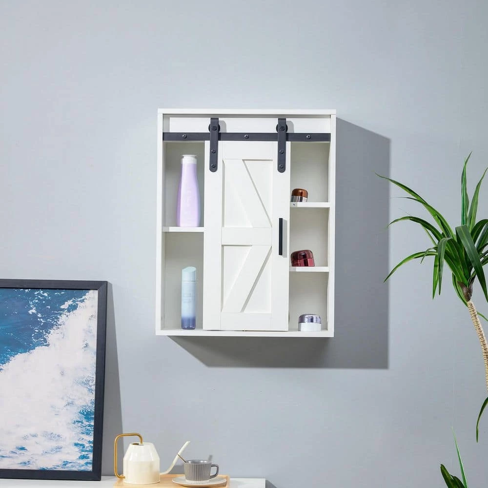 Unbranded 21.7 in. W x 7.9 in. D x 27.6 in. H Bathroom Storage Wall Cabinet White Wood Wall-Mounted 5-layer Storage Cabinet 12 Unbranded 21.7 in. W x 7.9 in. D x 27.6 in. H Bathroom Storage Wall Cabinet White Wood Wall-Mounted 5-layer Storage Cabinet - Image 10