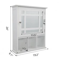Unbranded 19.2 in. D x 6.1 in. W x 24 in. H White Mirrored Bathroom Medicine Cabinet Wall Mounted Storage Cabinet -Bathroom Cabinets Shop white bathroom wall cabinets bss lqw1 6111 c3 1000