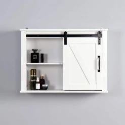 Hooseng Gypsus 27.2 in. W x 7.8 in. D x 19.7 in. H White MDF Wall Mount Bathroom Storage Wall Cabinet in White -Bathroom Cabinets Shop white bathroom wall cabinets kimw409356231 c3 1000