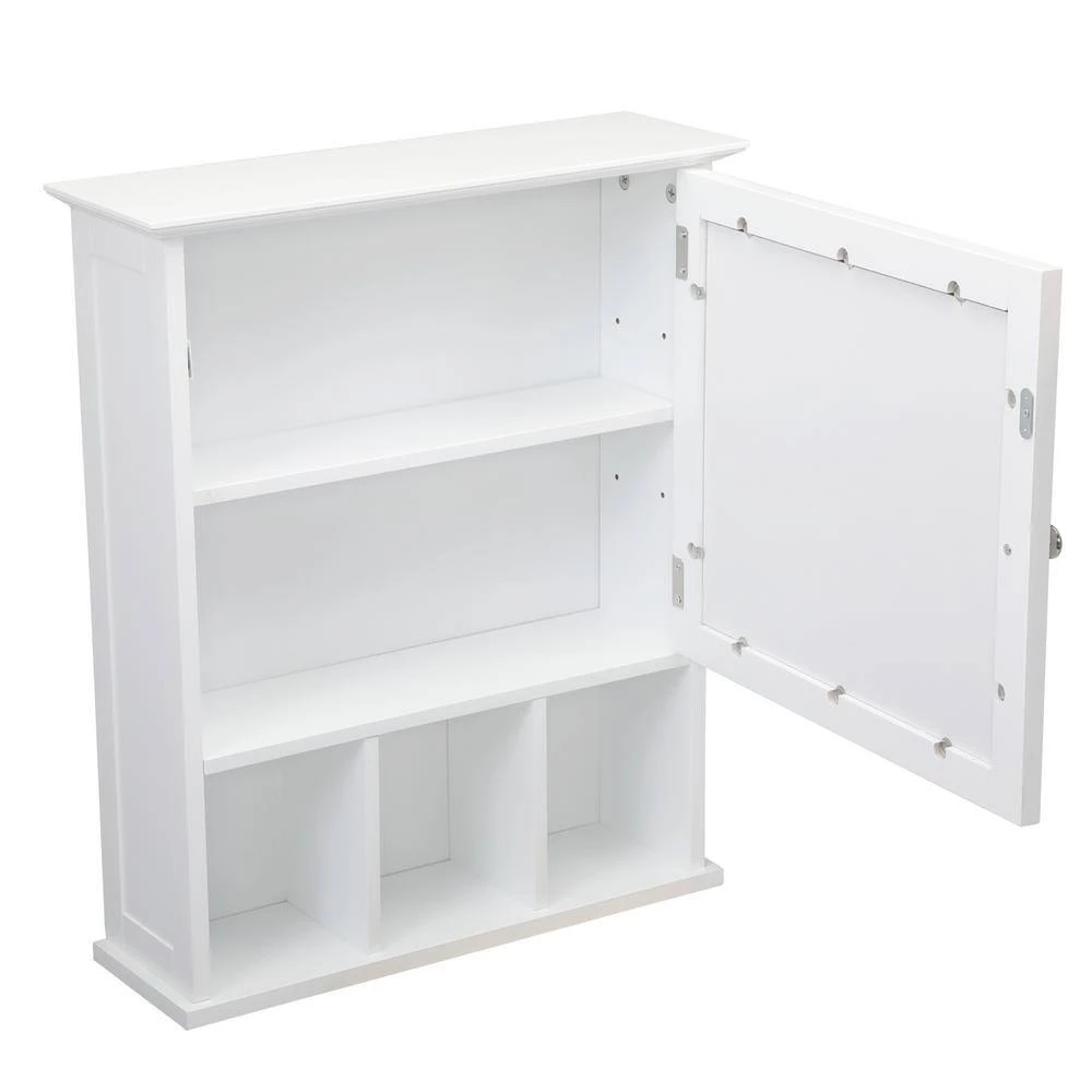 Tidoin 20 in. W x 6.5 in. D x 24 in. H White Wood Wall Storage Cabinet with Mirror 6 Tidoin 20 in. W x 6.5 in. D x 24 in. H White Wood Wall Storage Cabinet with Mirror - Image 4