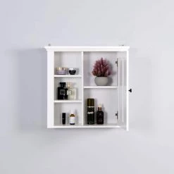 HBEZON Bathroom Storage Wall Cabinet in White -Bathroom Cabinets Shop white bathroom wall cabinets rs w409 wh c3 1000
