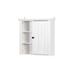 Unbranded 20.86 in. W x 5.71 in. D x 20.00 in. H White MDF Bathroom Storage Wall Cabinet in White