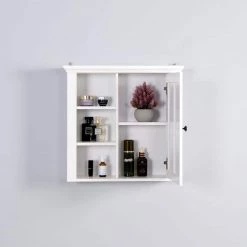 Unbranded 20.86 in. W x 5.71 in. D x 20 in. H White Bathoom Wall Cabinet with A Door -Bathroom Cabinets Shop white bathroom wall cabinets zq w40935618 4f 1000