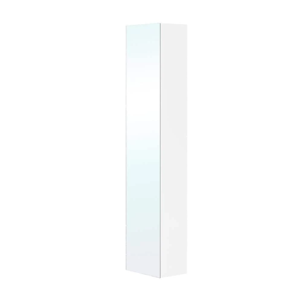 Bellaterra Home Chania 11.8 in. W x 8.7 in. D x 59 in. H Wall Mounted Linen Cabinet with Mirror in White 3 Bellaterra Home Chania 11.8 in. W x 8.7 in. D x 59 in. H Wall Mounted Linen Cabinet with Mirror in White