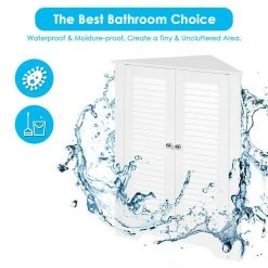 CASAINC 25 in. W Adjustable Corner Storage Wall Cabinet with Shutter Doors in White -Bathroom Cabinets Shop white casainc bathroom wall cabinets hycb 07 1f 1000