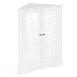 CASAINC 25 in. W Adjustable Corner Storage Wall Cabinet with Shutter Doors in White