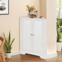 CASAINC 25 in. W Adjustable Corner Storage Wall Cabinet with Shutter Doors in White -Bathroom Cabinets Shop white casainc bathroom wall cabinets hycb 07 76 1000