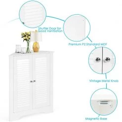 CASAINC 25 in. W Adjustable Corner Storage Wall Cabinet with Shutter Doors in White -Bathroom Cabinets Shop white casainc bathroom wall cabinets hycb 07 c3 1000
