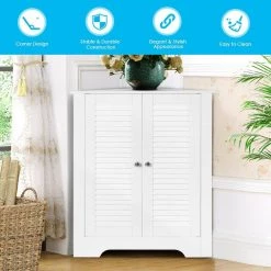 CASAINC 25 in. W Adjustable Corner Storage Wall Cabinet with Shutter Doors in White -Bathroom Cabinets Shop white casainc bathroom wall cabinets hycb 07 fa 1000