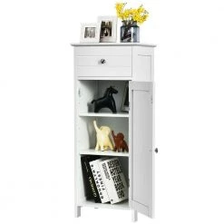 CASAINC 12 in. W Wooden Storage Freestanding Floor Wall Cabinet with Drawer and Shelf -Bathroom Cabinets Shop white casainc bathroom wall cabinets hywy 66372wh 76 1000