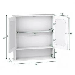 CASAINC 22 in. W Surface Wall Mount Bathroom Wall Cabinet with Double Mirror Doors in White -Bathroom Cabinets Shop white casainc bathroom wall cabinets wf ba7396 1f 1000