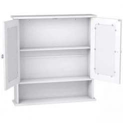 CASAINC 22 in. W Surface Wall Mount Bathroom Wall Cabinet with Double Mirror Doors in White -Bathroom Cabinets Shop white casainc bathroom wall cabinets wf ba7396 c3 1000