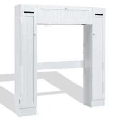 CASAINC 34.5 in. W Wall Mounted Wooden Storage Cabinet with Paper Holder in White -Bathroom Cabinets Shop white casainc bathroom wall cabinets wf hw56628 4f 1000