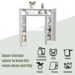 CASAINC 34.5 in. W Wall Mounted Wooden Storage Cabinet with Paper Holder in White -Bathroom Cabinets Shop white casainc bathroom wall cabinets wf hw56628 76 1000