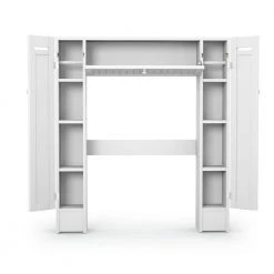 CASAINC 34.5 in. W Wall Mounted Wooden Storage Cabinet with Paper Holder in White -Bathroom Cabinets Shop white casainc bathroom wall cabinets wf hw56628 c3 1000