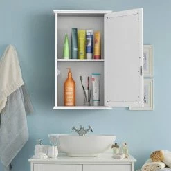 CASAINC 13.5 in. W Surface Wall Mount Bathroom Wall Cabinet with Single Mirror Door in White -Bathroom Cabinets Shop white casainc bathroom wall cabinets wf hw58776 31 1000