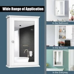 CASAINC 13.5 in. W Surface Wall Mount Bathroom Wall Cabinet with Single Mirror Door in White -Bathroom Cabinets Shop white casainc bathroom wall cabinets wf hw58776 44 1000