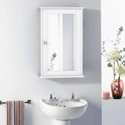 CASAINC 13.5 in. W Surface Wall Mount Bathroom Wall Cabinet with Single Mirror Door in White -Bathroom Cabinets Shop white casainc bathroom wall cabinets wf hw58776 fa 1000
