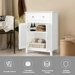 CASAINC 23.5 in. W Freestanding Bathroom Storage Wall Cabinet with Large Drawer -Bathroom Cabinets Shop white casainc linen cabinets hycb 05 1f 1000