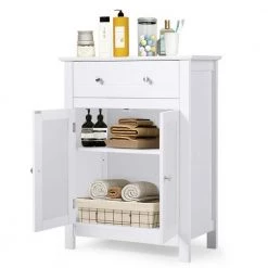 CASAINC 23.5 in. W Freestanding Bathroom Storage Wall Cabinet with Large Drawer -Bathroom Cabinets Shop white casainc linen cabinets hycb 05 c3 1000